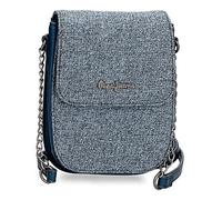 Pepe Jeans Maddie Bandolera Portamóvil Azul 13,5x17,5x4 cms Poliéster con detalles en Piel Sintética