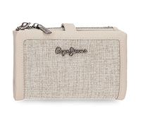 Pepe Jeans Maddie Cartera con Tarjetero Beige 14,5x9x2 cms Poliéster con detalles en Piel Sintética
