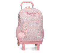 Pepe Jeans MIA Mochila Escolar Doble Compartimento con Carro 15,6" Pulgadas Rosa Claro 32x44x17 cm Poliéster 31L by Joumma Bags