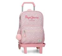 Pepe Jeans MIA Mochila Escolar Doble Compartimento con Carro Rosa Claro 30x40x13 cm Poliéster 15,6L by Joumma Bags