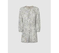 Pepe Jeans Mono corto de mujer con manga abullonada y cuello mao. Blanco 4