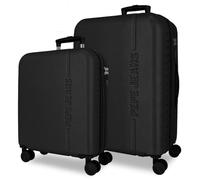 Pepe Jeans Montana Juego de Maletas Negro 55/68 cms Rígido ABS Cierre TSA Integrado 109 L 6,9 kgs Extensible Equipaje de Mano