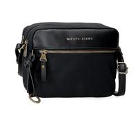 Pepe Jeans Morgan Bandolera Dos Compartimentos Negro 24x16x9 cms Poliéster con Detalles en Piel Sintética by Joumma Bags