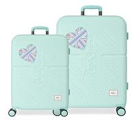 Pepe Jeans Nerea Juego de Maletas Azul 55/70 cms Rígida ABS Cierre TSA Integrado 116L 7,54 kgs 4 Ruedas Dobles Equipaje de Mano