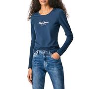 Pepe Jeans New Virginia Camiseta para Mujer Slim Fit Manga Larga Azul, XL