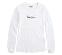 Pepe Jeans New Virginia Camiseta para Mujer Slim Fit Manga Larga Blanco, XL