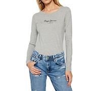 Pepe Jeans New Virginia Camiseta para Mujer Slim Fit Manga Larga Gris, L
