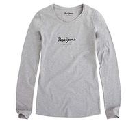 Pepe Jeans New Virginia Camiseta para Mujer Slim Fit Manga Larga Gris, S
