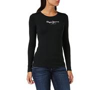 Pepe Jeans New Virginia Camiseta para Mujer Slim Fit Manga Larga Negro, XXS
