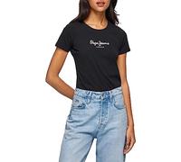 Pepe Jeans New Virginia Ss N, T-Shirt para Mujer, Negro (Black), XXS