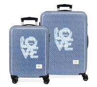 Pepe Jeans Noni Denim Juego de Maletas Azul 55/65 cms Rígido 6 kgs Cierre de combinación Lateral ABS 6 kgs 91L Equipaje de Mano by Joumma Bags
