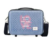 Pepe Jeans Noni denim, maleta cabina, neceser, Fabricada en ABS, un material resistente y ligero, Cuatro ruedas dobles de giro multidireccional, Cierre TSA para viajar seguro y proteger tus efectos