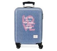 Pepe Jeans Noni denim, maleta cabina, neceser, Fabricada en ABS, un material resistente y ligero, Cuatro ruedas dobles de giro multidireccional, Cierre TSA para viajar seguro y proteger tus efectos