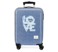 Pepe Jeans Noni denim, maleta cabina, neceser, Fabricada en ABS, un material resistente y ligero, Cuatro ruedas dobles de giro multidireccional, Cierre TSA para viajar seguro y proteger tus efectos