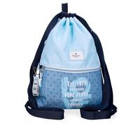 Pepe Jeans Noni denim Mochila escolar, azul y rosa, fabricada en Poliéster, Tirantes ajustables para llevarla cómodamente, varios compartimentos, Con llavero pompón, de Joumma Bags