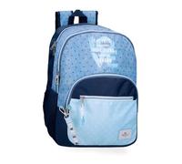 Pepe Jeans Noni denim Mochila escolar, azul y rosa, fabricada en Poliéster, Tirantes ajustables para llevarla cómodamente, varios compartimentos, Con llavero pompón, de Joumma Bags