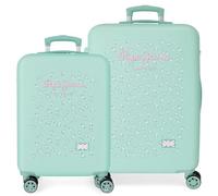 Pepe Jeans Nora Juego de Maletas Azul 55/65 cms Rígido 6 kgs Cierre de combinación Lateral ABS 6 kgs 91L Equipaje de Mano by Joumma Bags