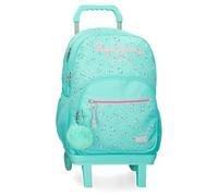 Pepe Jeans Nora Mochila para portátil 15,6" Doble Compartimento con Carro Azul 32x44x22 cms Poliéster by Joumma Bags