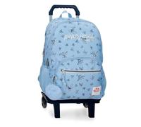 Pepe Jeans Olivia Mochila Escolar Doble Compartimento con Carro 10,5" Pulgadas Azul Claro 32x44x22 cm Poliéster 30,98L by Joumma Bags