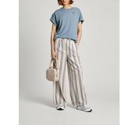 Pepe Jeans Pantalón de mujer rayas pinzas delanteras. Blanco 1/XS