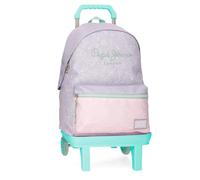 Pepe Jeans Renata Mochila Escolar con Carro Portatil 15,6 pulgadas Morado 31x42x17,5 cms Poliéster 22,79L by Joumma Bags