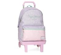 Pepe Jeans Renata Mochila Escolar con Carro Portatil 15,6 pulgadas Morado 31x42x17,5 cms Poliéster 22,79L by Joumma Bags