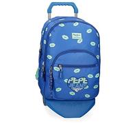 Pepe Jeans Ruth Mochila Doble Compartimento con Carro Azul 32x44x22 cms Poliéster 30.98L
