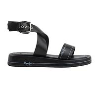 Pepe Jeans Sandalias de cuña semicuña Summer Logy para mujer, Black, 6 UK
