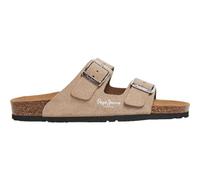 PEPE JEANS Mules de ante con correa doble Oban. Color beige