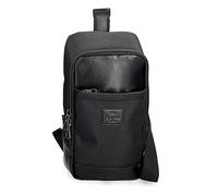Pepe Jeans Sander Bandolera Cruzada Negro 18x35x9 cms Poliéster con detalles en Piel Sintética