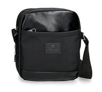 Pepe Jeans Sander Bandolera Porta Tablet Negro 22x27x8 cms Poliéster con detalles en Piel Sintética