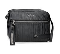Pepe Jeans Sprig Bandolera Dos Compartimentos Negro 24x16x9 cms Piel sintética by Joumma Bags