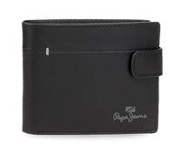 Pepe Jeans Staple Cartera Horizontal con Cierre de Clic Negro 11x8,5x1 cms Piel