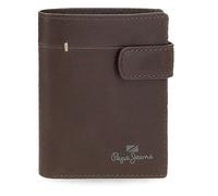Pepe Jeans Staple Cartera Vertical con Cierre de Clic Marrón 8,5x10,5x1 cms Piel