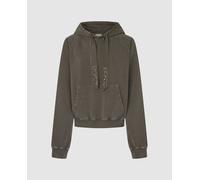 Pepe Jeans Sudadera de mujer con capucha detalles de cristal. Gris 3/L