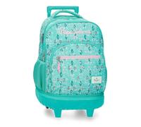 Pepe Jeans Sun Mochila Compact 2 Ruedas Turquesa Verde 32x43x21 cm Poliéster 29L by Joumma Bags