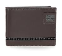 Pepe Jeans Tape Billetero con Monedero Marrón 12,5x9,5x1 cms Piel by Joumma Bags