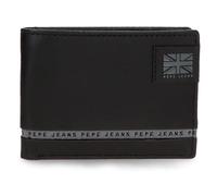 Pepe Jeans Tape Billetero con Monedero Negro 12,5x9,5x1 cms Piel by Joumma Bags