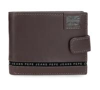 Pepe Jeans Tape Cartera Horizontal con Cierre de Click Marrón 11x8,5x1 cms Piel by Joumma Bags