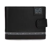 Pepe Jeans Tape Cartera Horizontal con Cierre de Click Negro 11x8,5x1 cms Piel by Joumma Bags