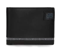 Pepe Jeans Tape Cartera Horizontal con Monedero Negro 11x8x1 cms Piel by Joumma Bags