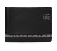 Pepe Jeans Tape Cartera Horizontal con Monedero Negro 11x8x1 cms Piel by Joumma Bags