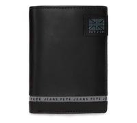 Pepe Jeans Tape Cartera Vertical con Monedero Negro 8,5x11,5x1 cms Piel by Joumma Bags