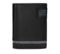Pepe Jeans Tape Cartera Vertical con Tarjetero Negro 8,5x10,5x1 cms Piel by Joumma Bags