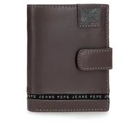 Pepe Jeans Tape Cartera Vertical con Tarjetero y Cierre de Click Marrón 8,5x10,5x1 cms Piel by Joumma Bags