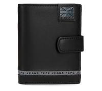 Pepe Jeans Tape Cartera Vertical con Tarjetero y Cierre de Click Negro 8,5x10,5x1 cms Piel by Joumma Bags
