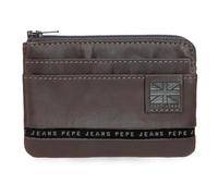 Pepe Jeans Tape Monedero con Tarjetero Marrón 11x7x1,5 cms Piel by Joumma Bags