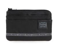 Pepe Jeans Tape Monedero con Tarjetero Negro 11x7x1,5 cms Piel by Joumma Bags
