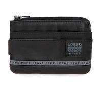 Pepe Jeans Tape Monedero con Tarjetero Negro 11x7x1,5 cms Piel by Joumma Bags