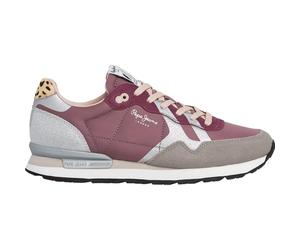 Pepe Jeans Tenis Brit Glitter W para Mujer, Morado, Baya Clara, 3 UK